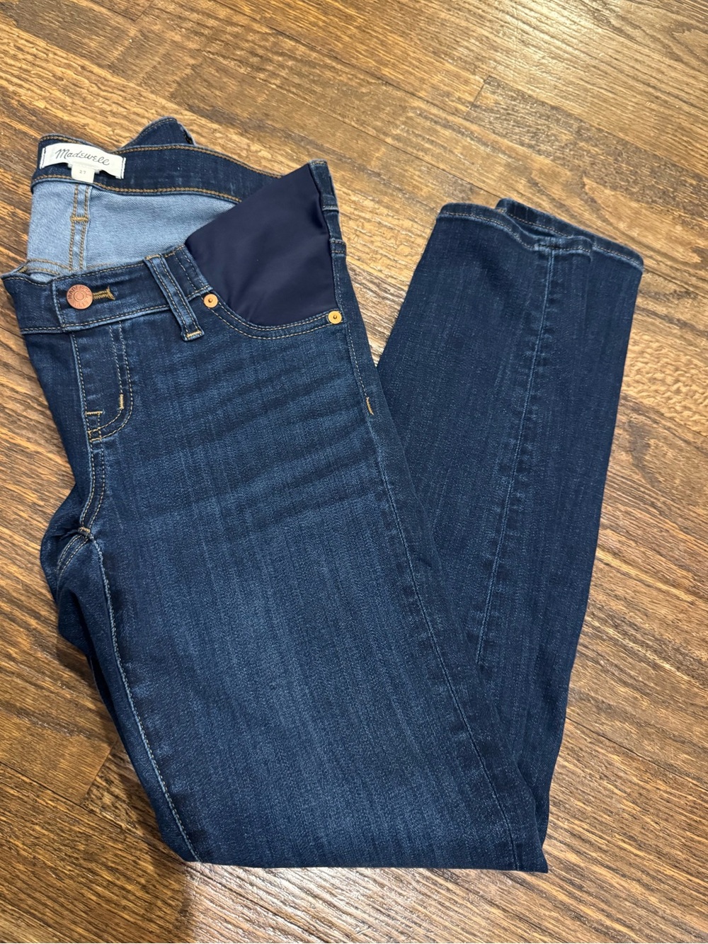 Madewell Maternity Skinny Jeans Size 27 Dark Wash Over Belly Panel
